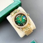 ROLEX Day-date 904L Steel 8215 Automatic Movement 41MM Gold Bracelet Green Watch